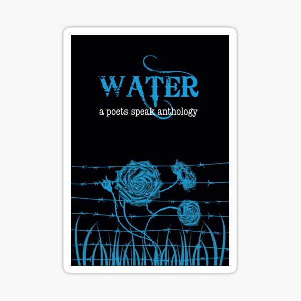 Water book cover from a poets speak anthology Sticker