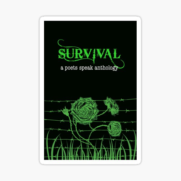 Survival book cover from a poets speak anthology  Sticker