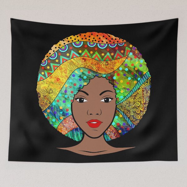 Item preview, Black Beautiful Afro Girl in Traditional African Art Hair designed and sold by mrhighsky.