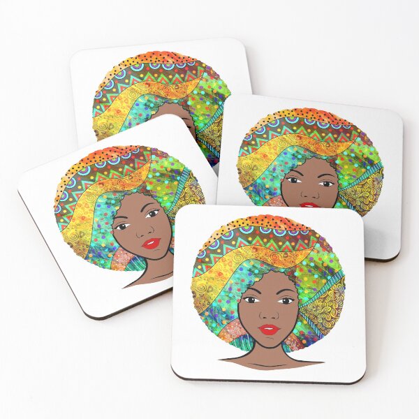 Item preview, Black Beautiful Afro Girl in Traditional African Art Hair designed and sold by mrhighsky.