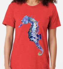 Watercolor Seahorse Tri-blend T-Shirt