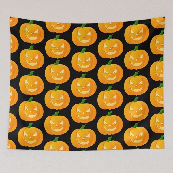 Item preview, Repeating Pattern of a Evil Pumpkin Jack-o'-lantern  designed and sold by WeMadeOurWorld.