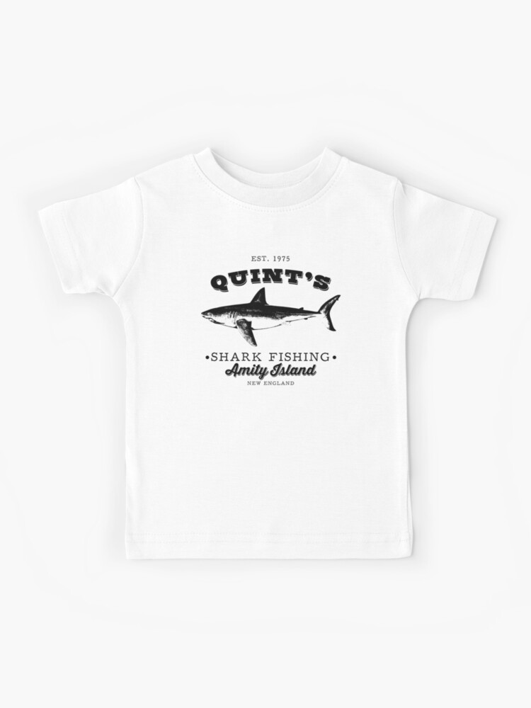 Quints Shark Fishing Black Mono Kids T Shirt By Retro Typo Redbubble