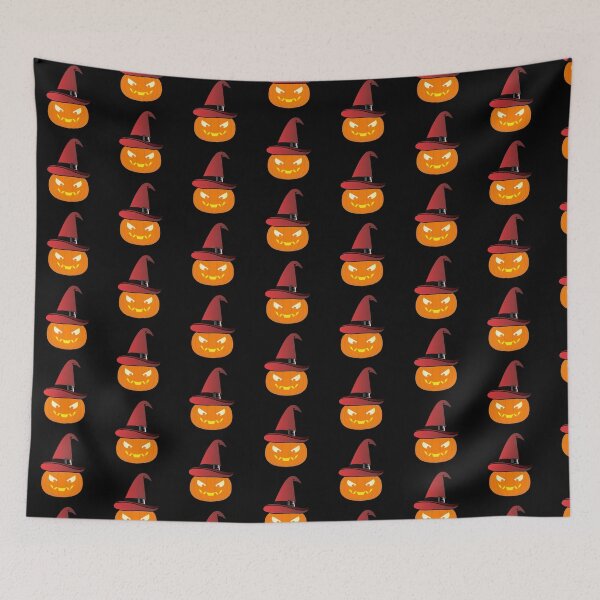 Item preview, Repeating Pattern of a Witch Pumpkin Jack-o'-lantern designed and sold by WeMadeOurWorld.
