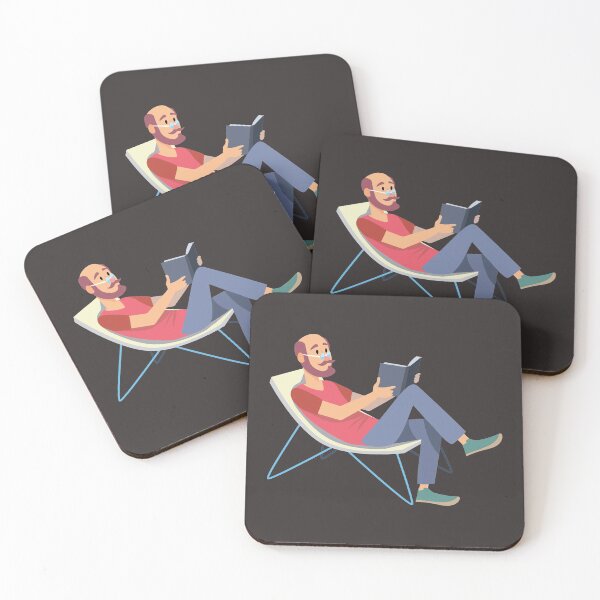 Item preview, bald man sitting and reading a book on vacation designed and sold by duxpavlic.