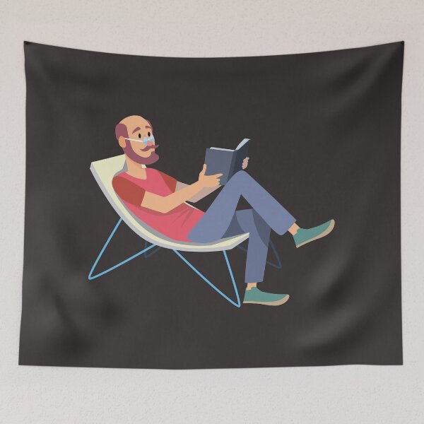 Item preview, bald man sitting and reading a book on vacation designed and sold by duxpavlic.
