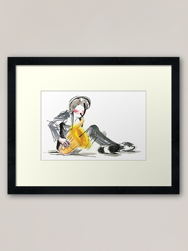 Alternate view of Saxophonist Musician Music Expressive Drawing Framed Art Print