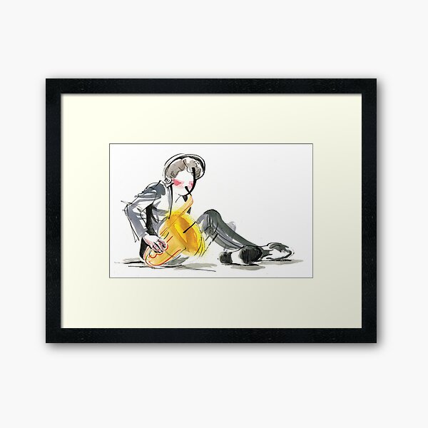 Saxophonist Musician Music Expressive Drawing Framed Art Print