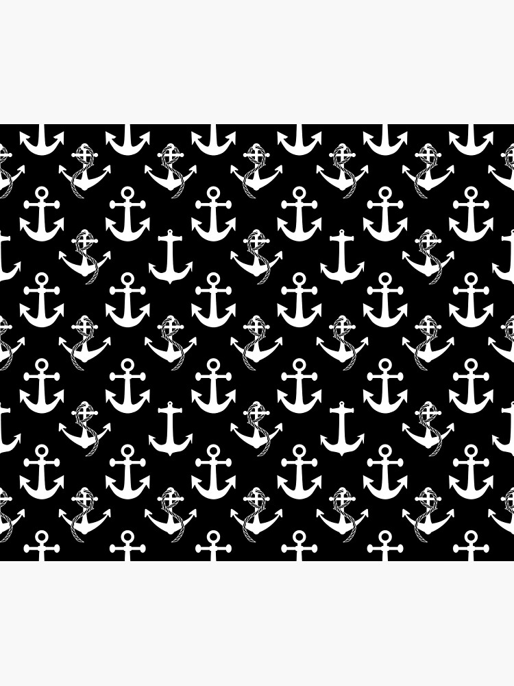 Black and White Nautical Anchor Pattern by podartist