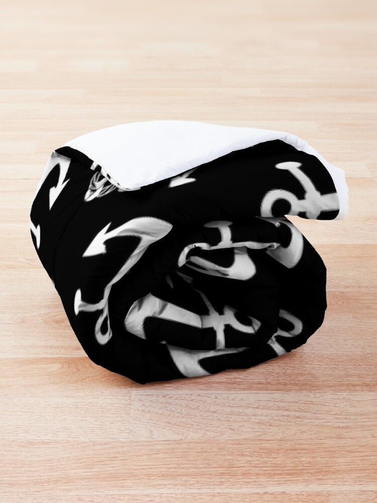 Alternate view of Black and White Nautical Anchor Pattern Comforter