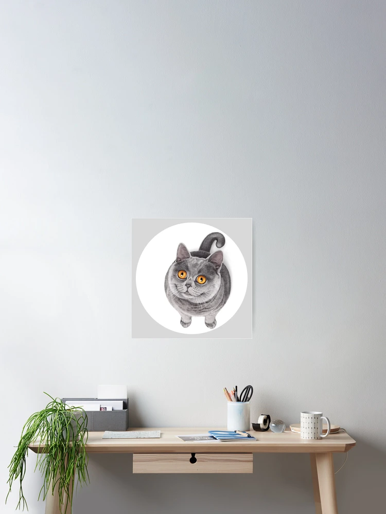 Thumbnail 2 of 3, Poster, Smiling Rounded Cat designed and sold by tutuart.