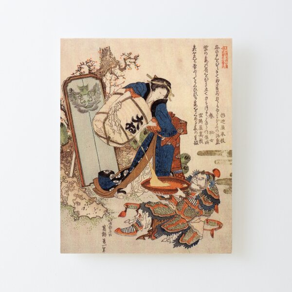 The Strong Oi Pouring Sake by Katsushika Hokusai Canvas Mounted Print