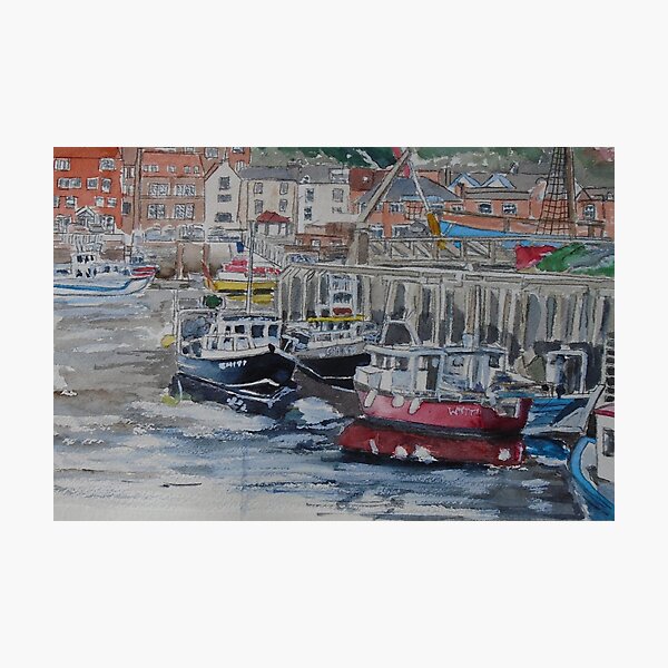 Boats in Whitby Harbour Photographic Print