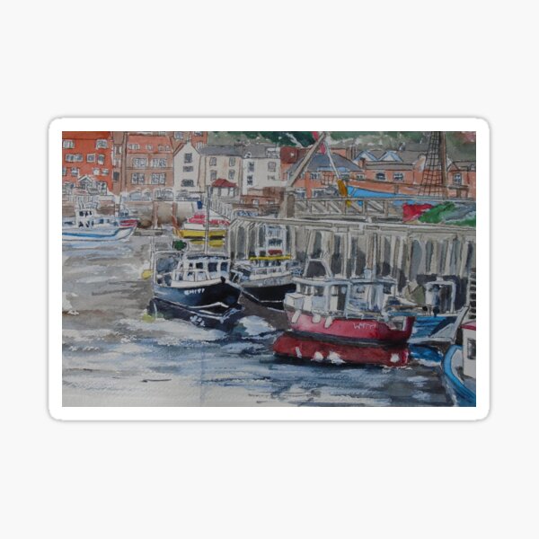 Boats in Whitby Harbour Sticker