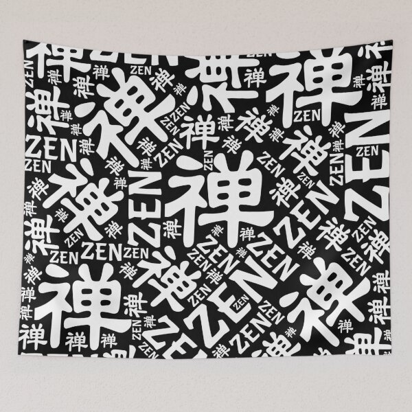 Item preview, Zen Symbol and word pattern black and white designed and sold by k9printart.