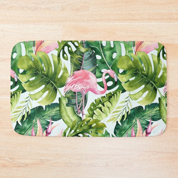 Item preview, Watercolor Pink Flamingo + Tropical Foliage Pattern designed and sold by PixDezines.