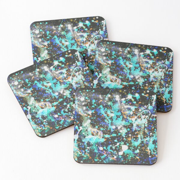 Item preview, Black Aqua White and Orange Splatter Painting designed and sold by GingerEccentric.