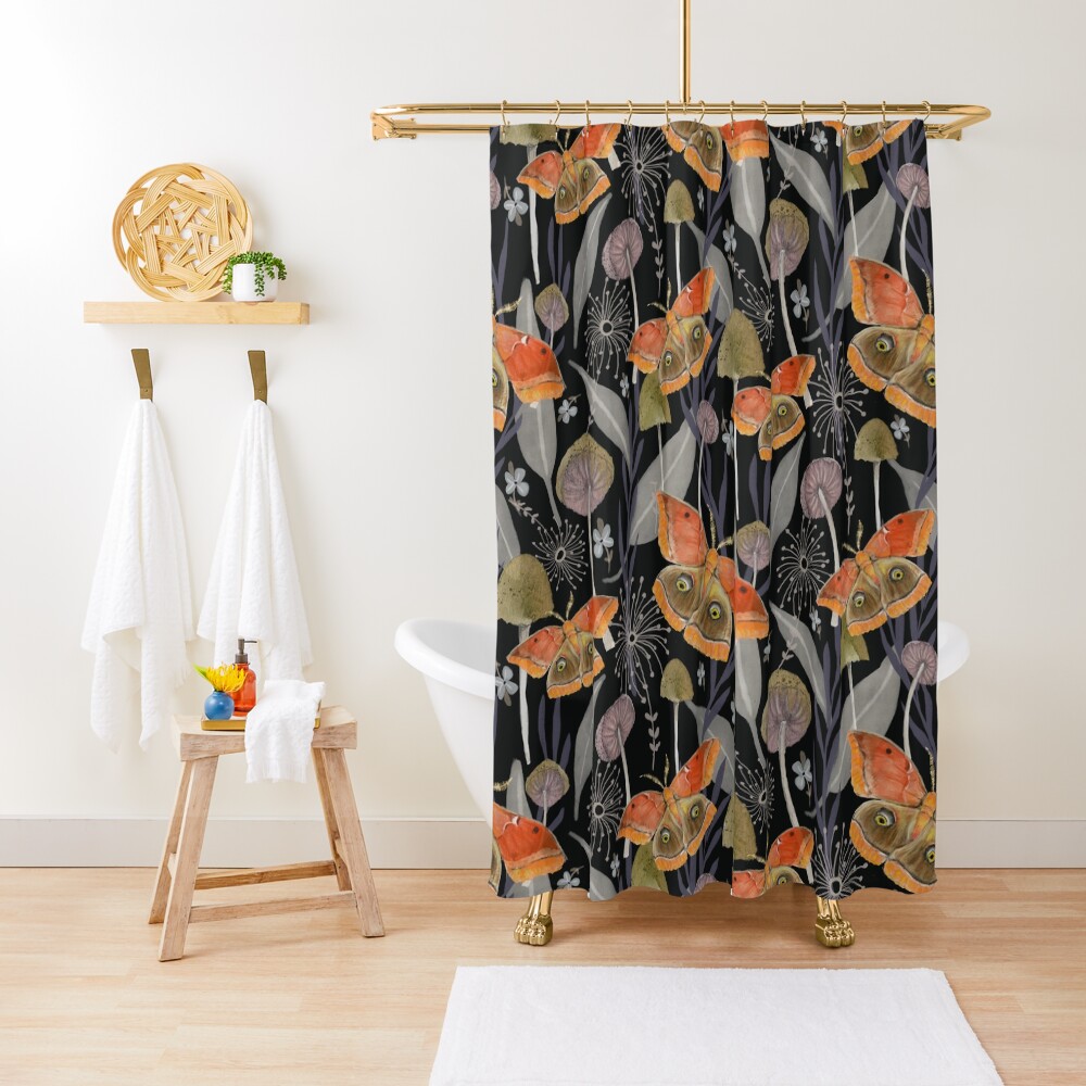 Midnight Moth Shower Curtain
