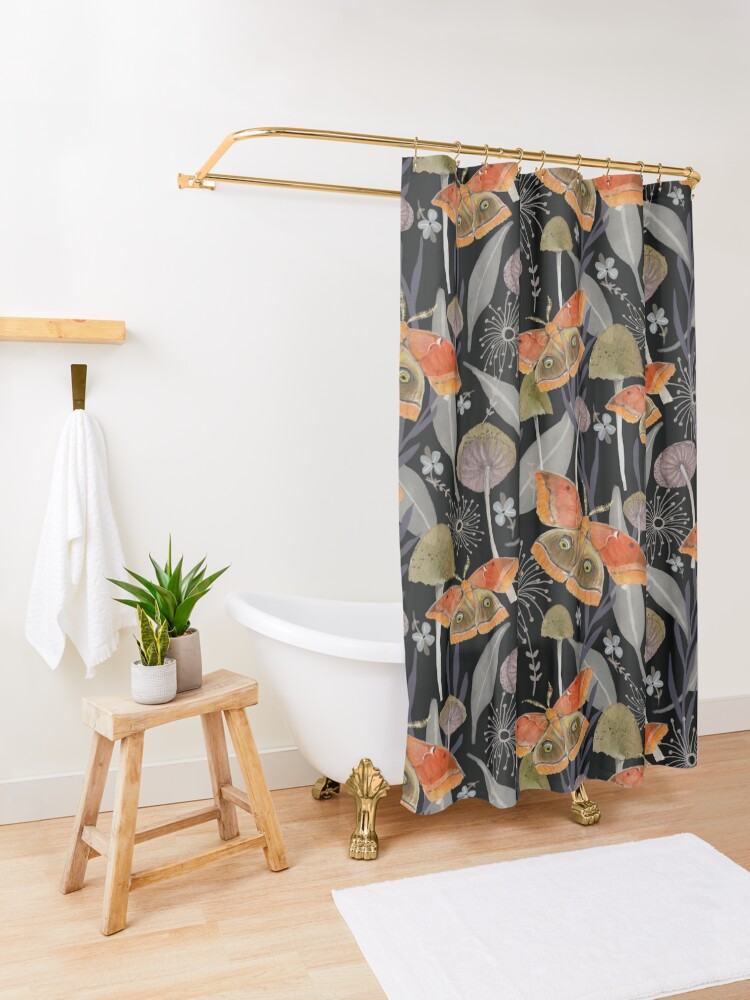 Alternate view of Midnight Moth Shower Curtain