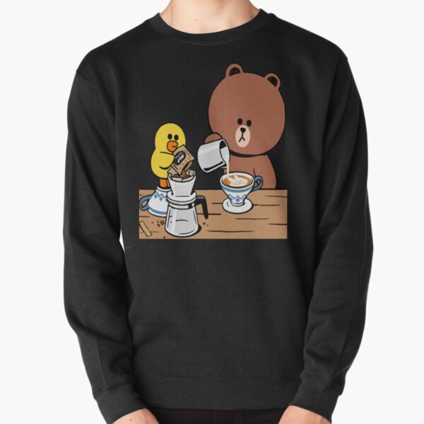 Cute brown bear cony bunny rabbit coffee lovers Pullover Sweatshirt
