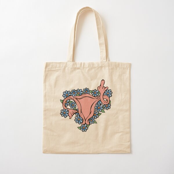 Middle Finger Uterus Pro-choice Feminist Cotton Tote Bag