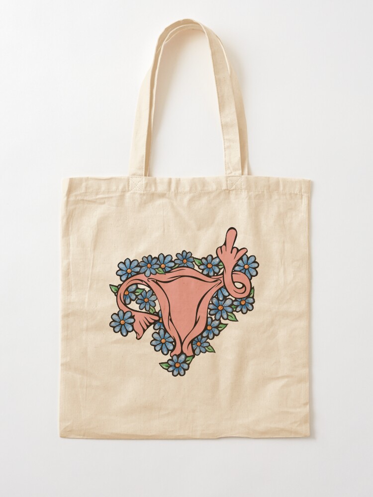 Alternate view of Middle Finger Uterus Pro-choice Feminist Tote Bag