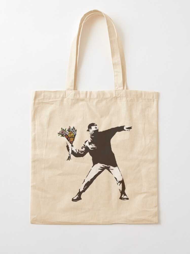 Beige Canvas Graffiti Tote