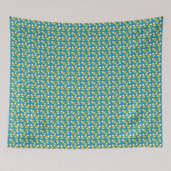 Item preview, Halloween Candy Corn Pattern Blue Background designed and sold by lesrubadesigns.