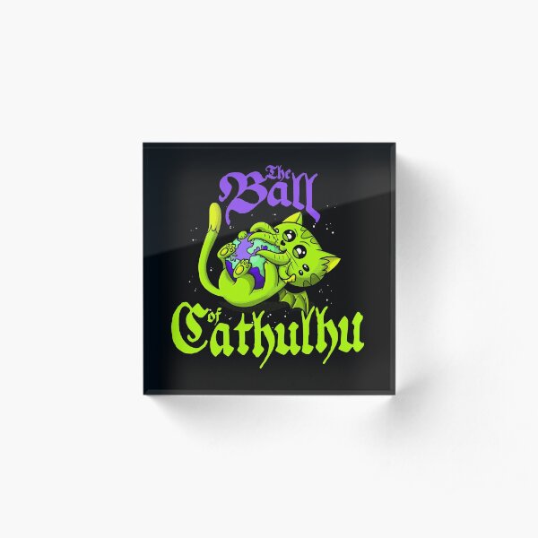 Cute Kawaii Cathulhu Eating the World Cat Cthulhu Necronomicon funny kitty kraken Acrylic Block