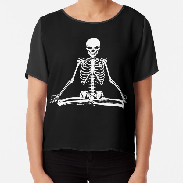 Meditating Skeleton Chiffon Top