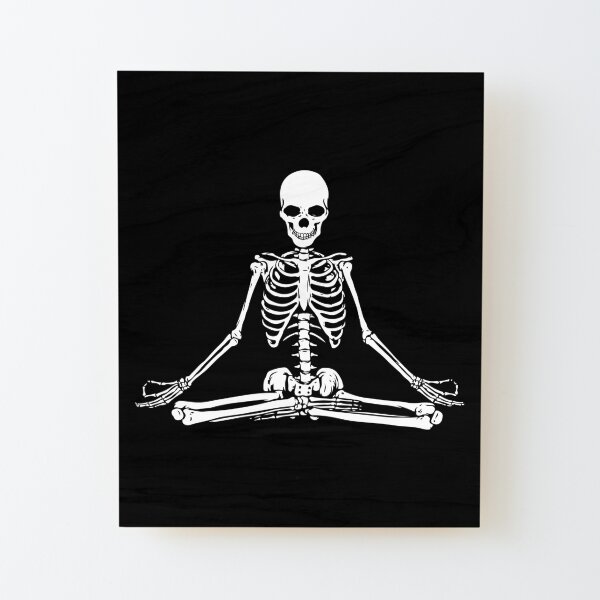 Meditating Skeleton Wood Mounted Print