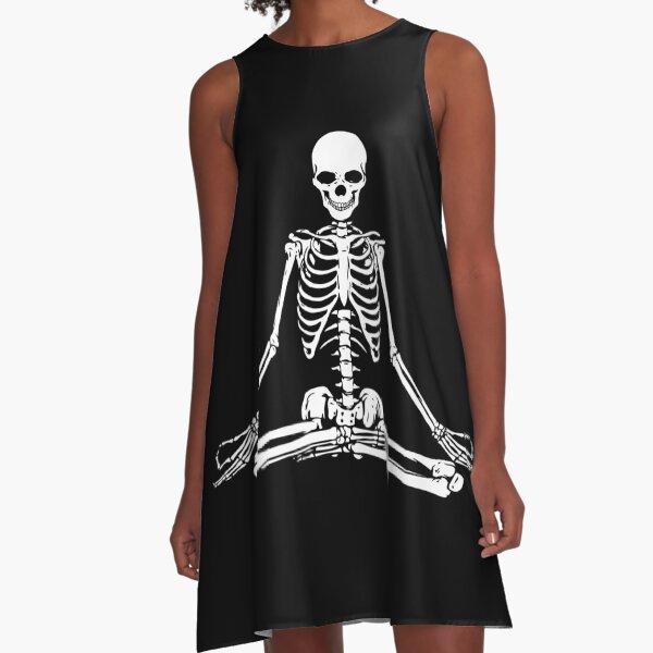 Meditating Skeleton A-Line Dress