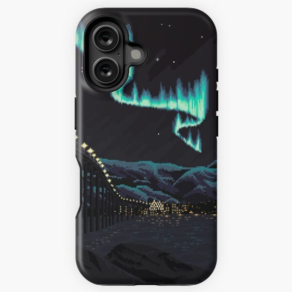 Vista previa del artículo con la obra «Pixel Art: Northern Lights over Tromsø», diseñado y vendido por Moertel Pixel Art.