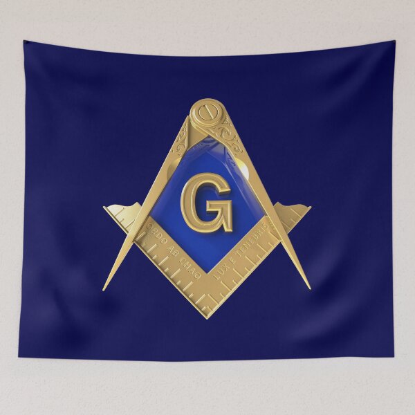 Item preview, Freemason Gold Square & Compass Blue Background Masonic designed and sold by MasterMasonMade.