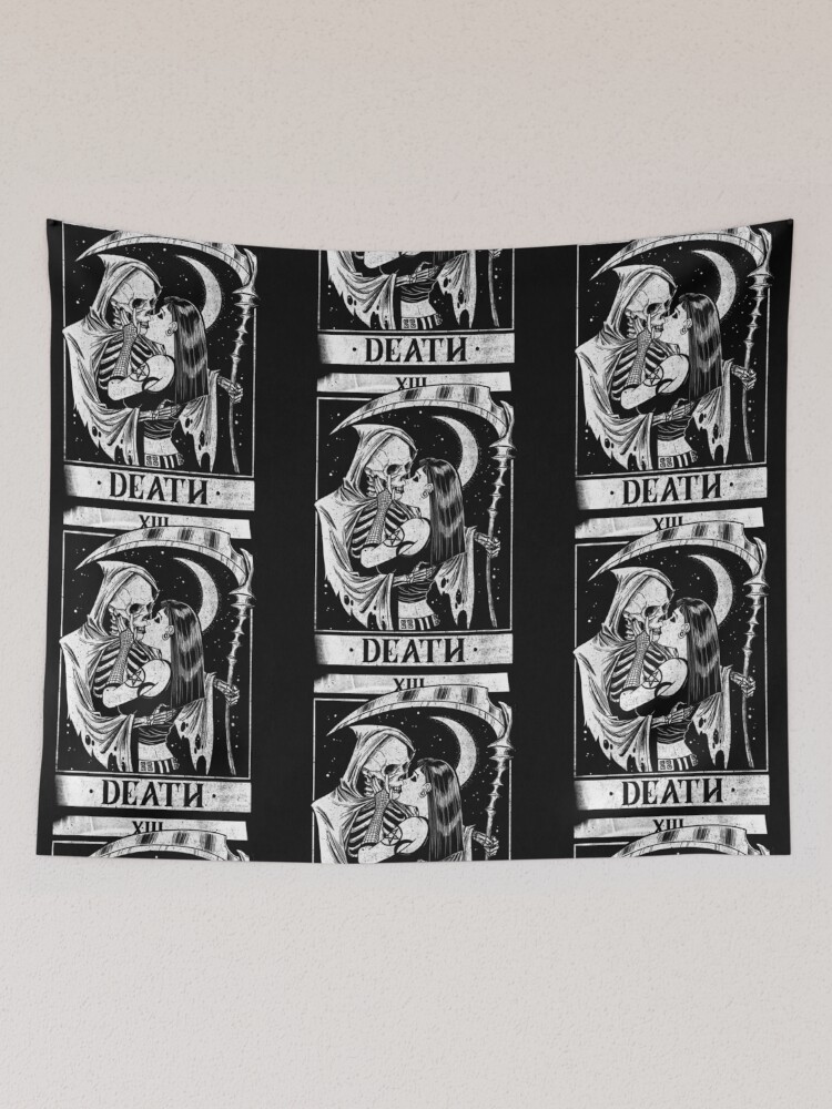 Blackcraft Vintage Death the Grim Reaper Kiss Tarot Card Tapestry