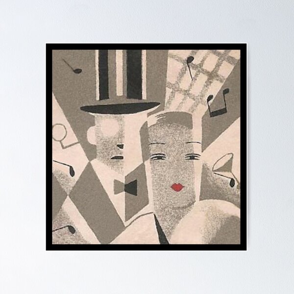 Item preview, Art Deco Couple Vintage Japanese Matchbox Poster designed and sold by vintagevivian.