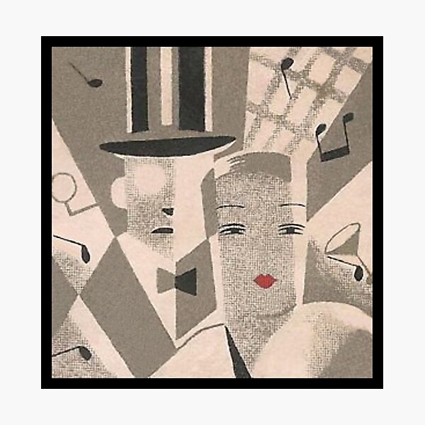 Item preview, Art Deco Couple Vintage Japanese Matchbox Poster designed and sold by vintagevivian.
