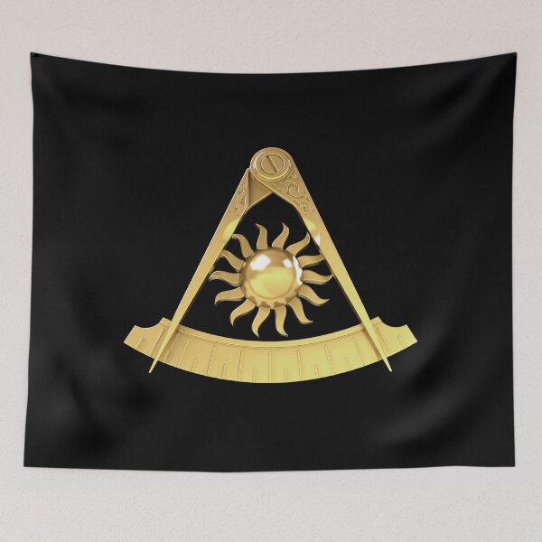 Item preview, Freemason Gold Compass & Quadrant Black Background Masonic Past Master designed and sold by MasterMasonMade.