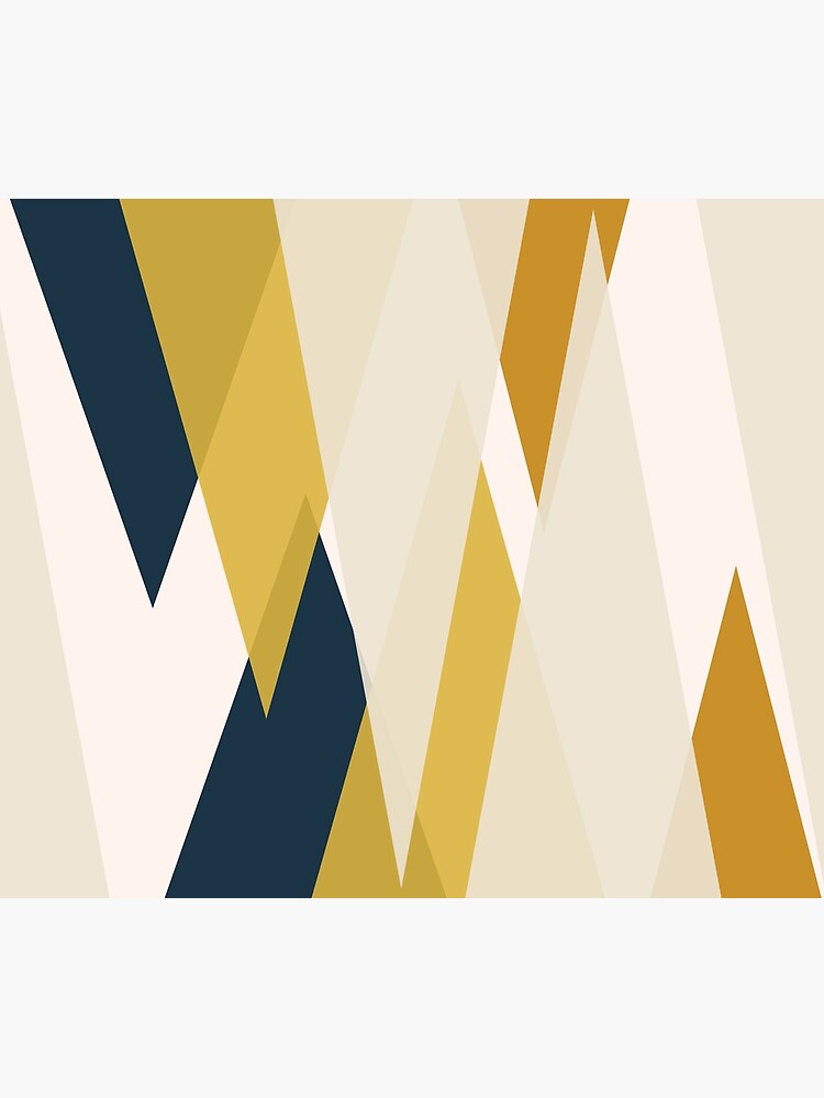 Triangular Abstract in Mustard Yellows, Navy Blue, and Blush Tones. Minimalist Geometric by kierkegaard