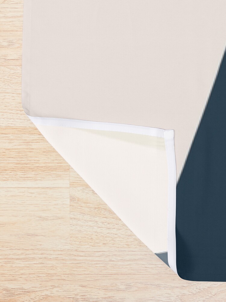 Alternate view of Triangular Abstract in Mustard Yellows, Navy Blue, and Blush Tones. Minimalist Geometric Shower Curtain