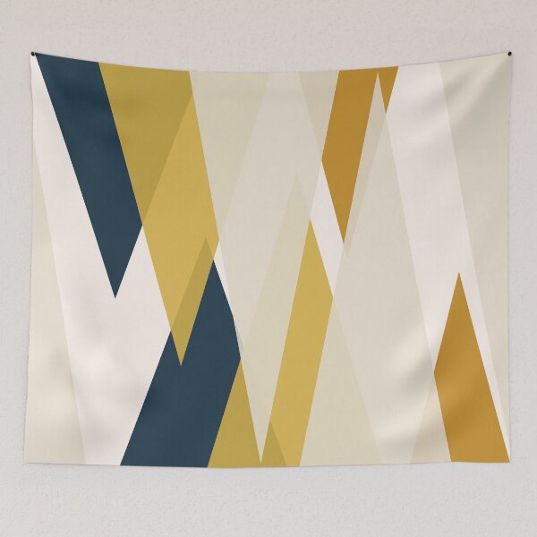Item preview, Triangular Abstract in Mustard Yellows, Navy Blue, and Blush Tones. Minimalist Geometric designed and sold by kierkegaard.