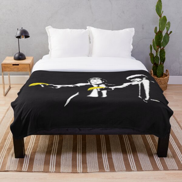 BANKSY HEART BALLOON DESIGN SOFT FLEECE BLANKET COVER THROW SOFA BED LARGE CHAIR