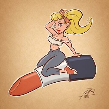 Artwork thumbnail, Pin-Up Girl Riding A Lipstick by Toonabilly