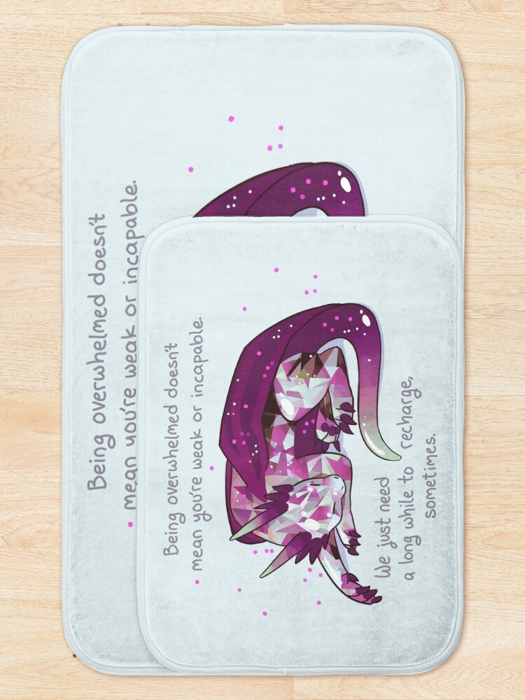 Alternate view of "Being overwhelmed doesn't mean you're weak or incapable" Gemstone Dragon Bath Mat