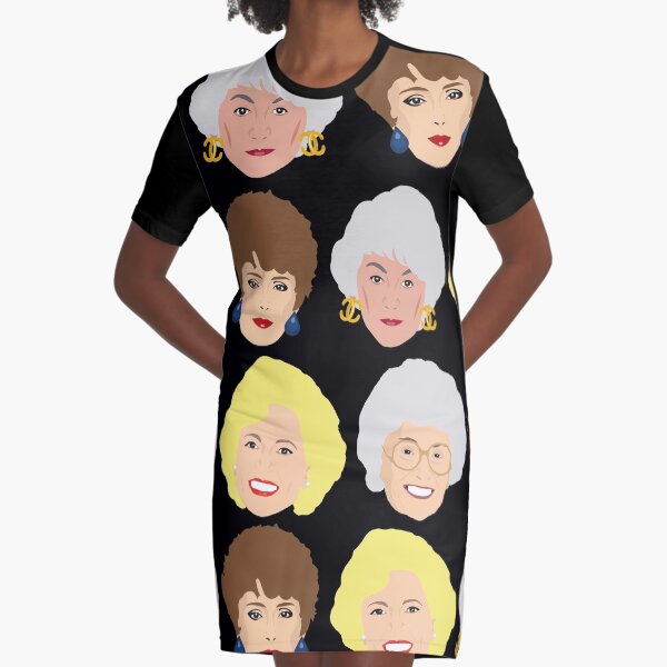 Dorothy, Blanche, Rose and Sophia Patterned Portraits Graphic T-Shirt Dress