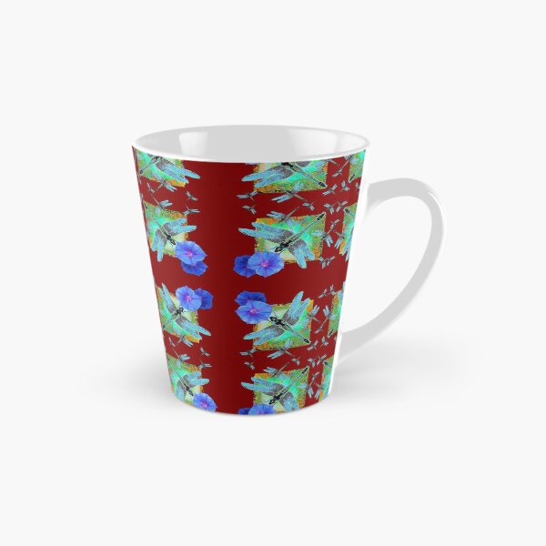 Item preview, BLUE DRAGONFLIES FLORAL ON MAROON COLOR ART   designed and sold by sharlesart.