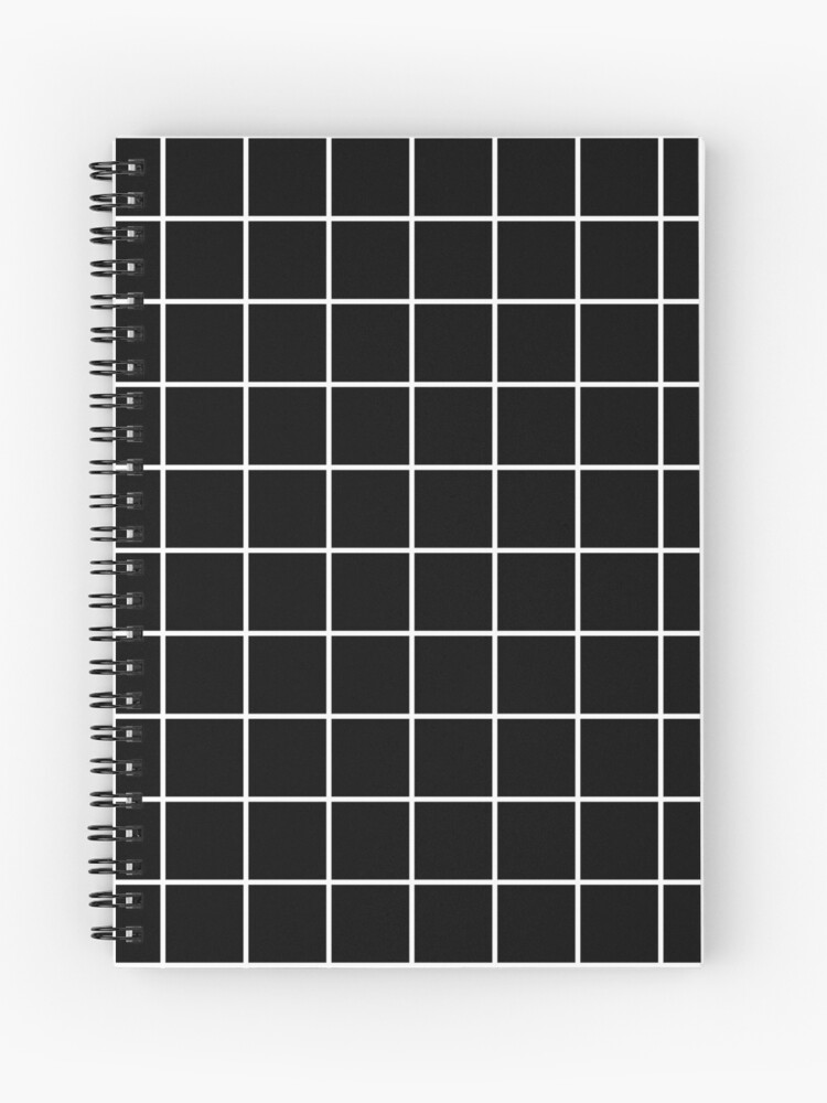 Black Grid White Lines Black Aesthetic Spiral Notebook By