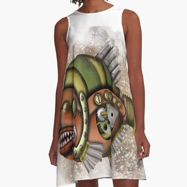Steampunk Fisch A-Linien Kleid