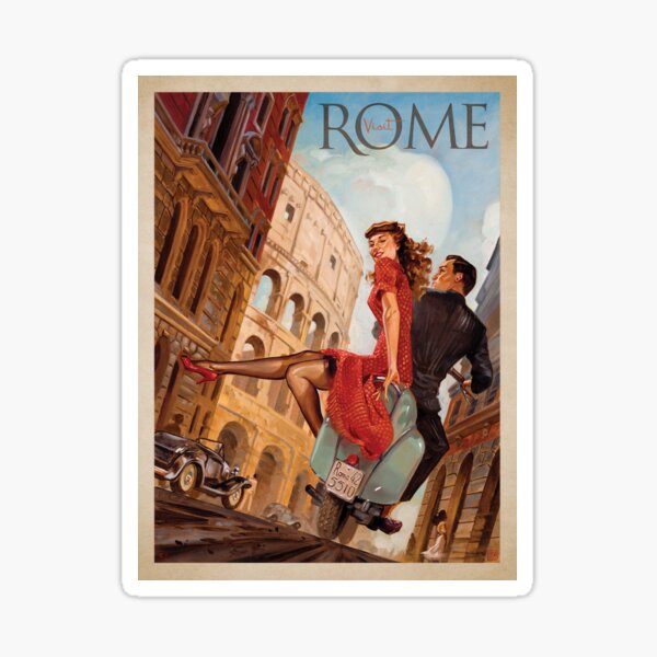 Vintage Visit Rome Travel Poster Sticker
