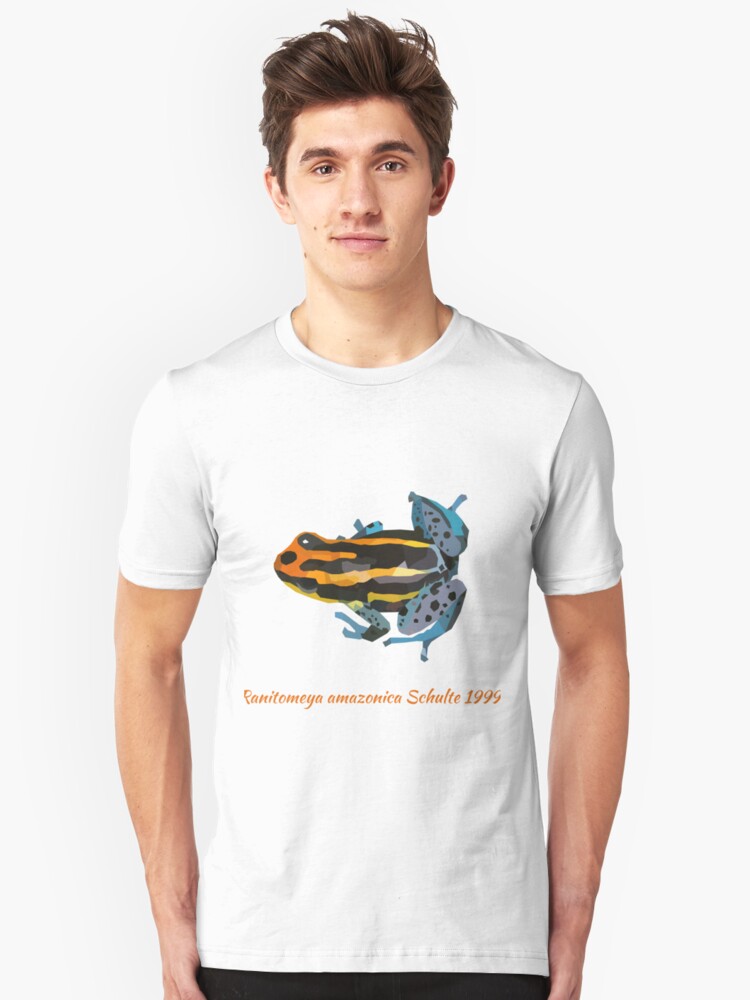 Alternate view of Orange and blue poison dart frog portrait drawing Slim Fit T-Shirt